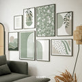 Boho green wall gallery