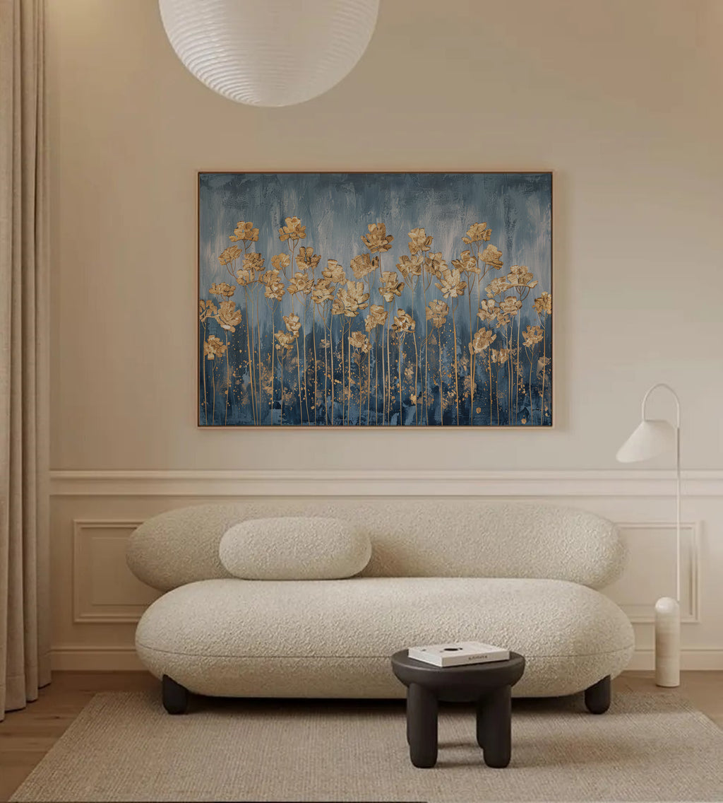 Goldflowers framed canvas (printed)